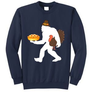 funny bigfoot sasquatch pilgrim pie turkey Thanksgiving Sweatshirt