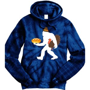 funny bigfoot sasquatch pilgrim pie turkey Thanksgiving Tie Dye Hoodie