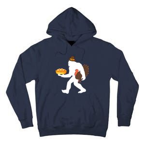 funny bigfoot sasquatch pilgrim pie turkey Thanksgiving Tall Hoodie