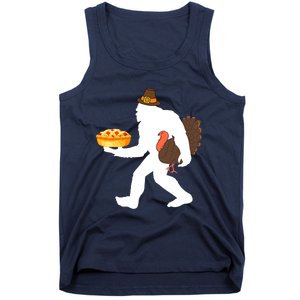 funny bigfoot sasquatch pilgrim pie turkey Thanksgiving Tank Top