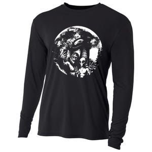 Funny Bigfoot Sasquatch Alien Loch Ness Full Moon Selfie Cooling Performance Long Sleeve Crew