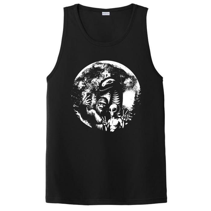 Funny Bigfoot Sasquatch Alien Loch Ness Full Moon Selfie PosiCharge Competitor Tank