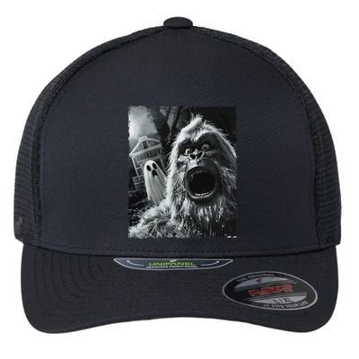 Funny Bigfoot Sasquatch Halloween Gift Flexfit Unipanel Trucker Cap