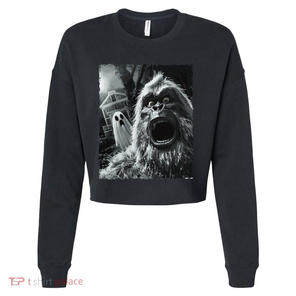 Funny Bigfoot Sasquatch Halloween Gift Cropped Pullover Crew