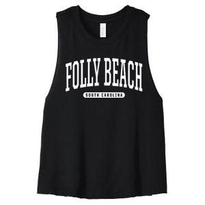 Folly Beach South Carolina Folly Beach Women's Racerback Cropped Tank