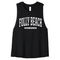 Folly Beach South Carolina Folly Beach Women's Racerback Cropped Tank