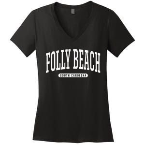 Folly Beach South Carolina Folly Beach Women's V-Neck T-Shirt