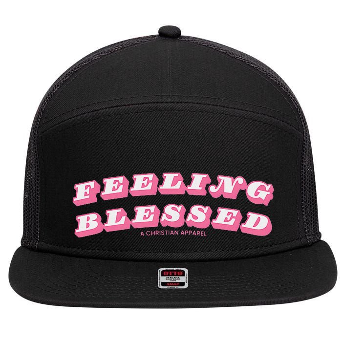 Feeling Blessed Subtle Christian Minimal 7 Panel Mesh Trucker Snapback Hat