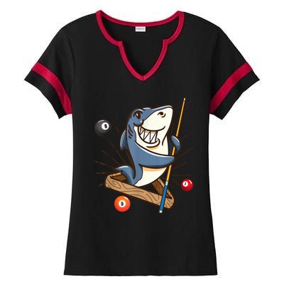 Funny Billiards Shark Hustler Pool Girl Snooker Gifts Ladies Halftime Notch Neck Tee