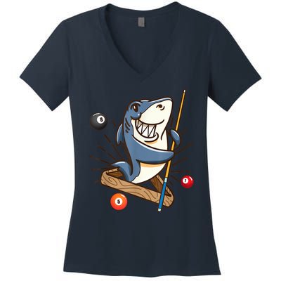 Funny Billiards Shark Hustler Pool Girl Snooker Gifts Women's V-Neck T-Shirt