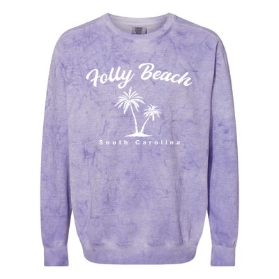 Folly Beach South Carolina Summer Sc Tropical Charleston Gift Colorblast Crewneck Sweatshirt