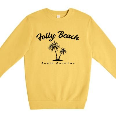 Folly Beach South Carolina Summer Sc Tropical Charleston Gift Premium Crewneck Sweatshirt