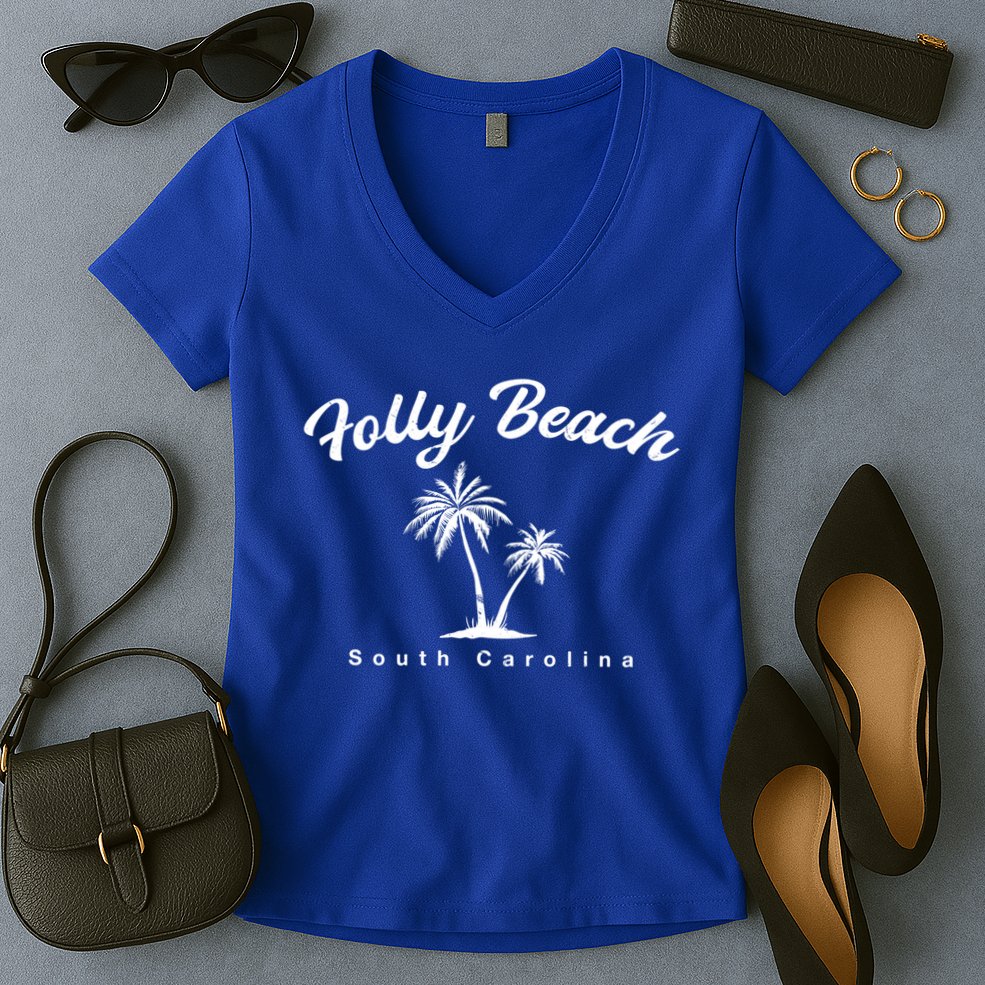 Folly Beach South Carolina Summer Sc Tropical Charleston Gift Women's V-Neck T-Shirt