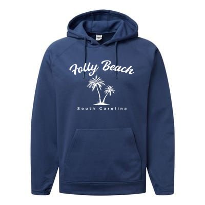 Folly Beach South Carolina Summer Sc Tropical Charleston Gift Performance Fleece Hoodie