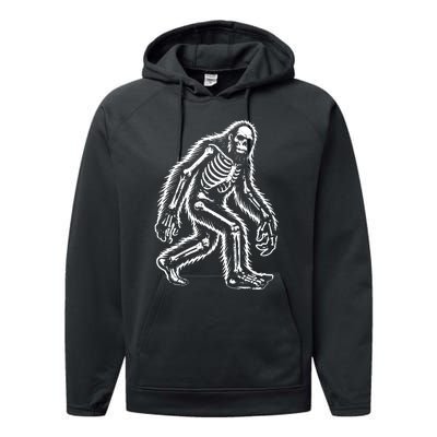 Funny Bigfoot Sasquatch Halloween Skeleton Performance Fleece Hoodie