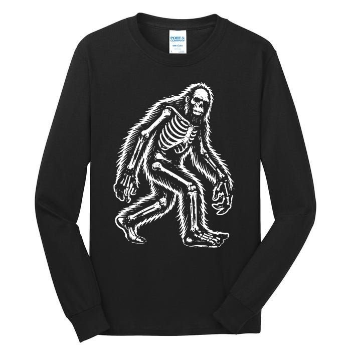 Funny Bigfoot Sasquatch Halloween Skeleton Tall Long Sleeve T-Shirt