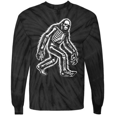 Funny Bigfoot Sasquatch Halloween Skeleton Tie-Dye Long Sleeve Shirt