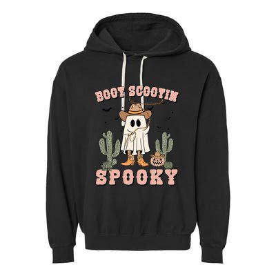 Funny Boot Scootin Spooky Cowboy Ghost Halloween Garment-Dyed Fleece Hoodie