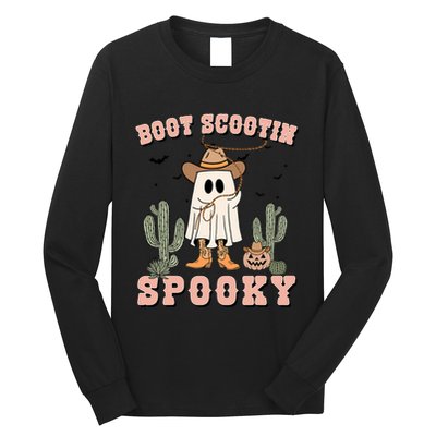 Funny Boot Scootin Spooky Cowboy Ghost Halloween Long Sleeve Shirt