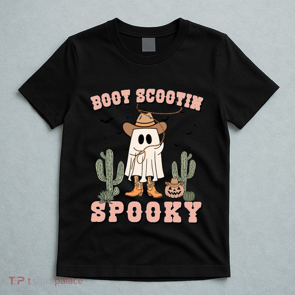 Funny Boot Scootin Spooky Cowboy Ghost Halloween T-Shirt
