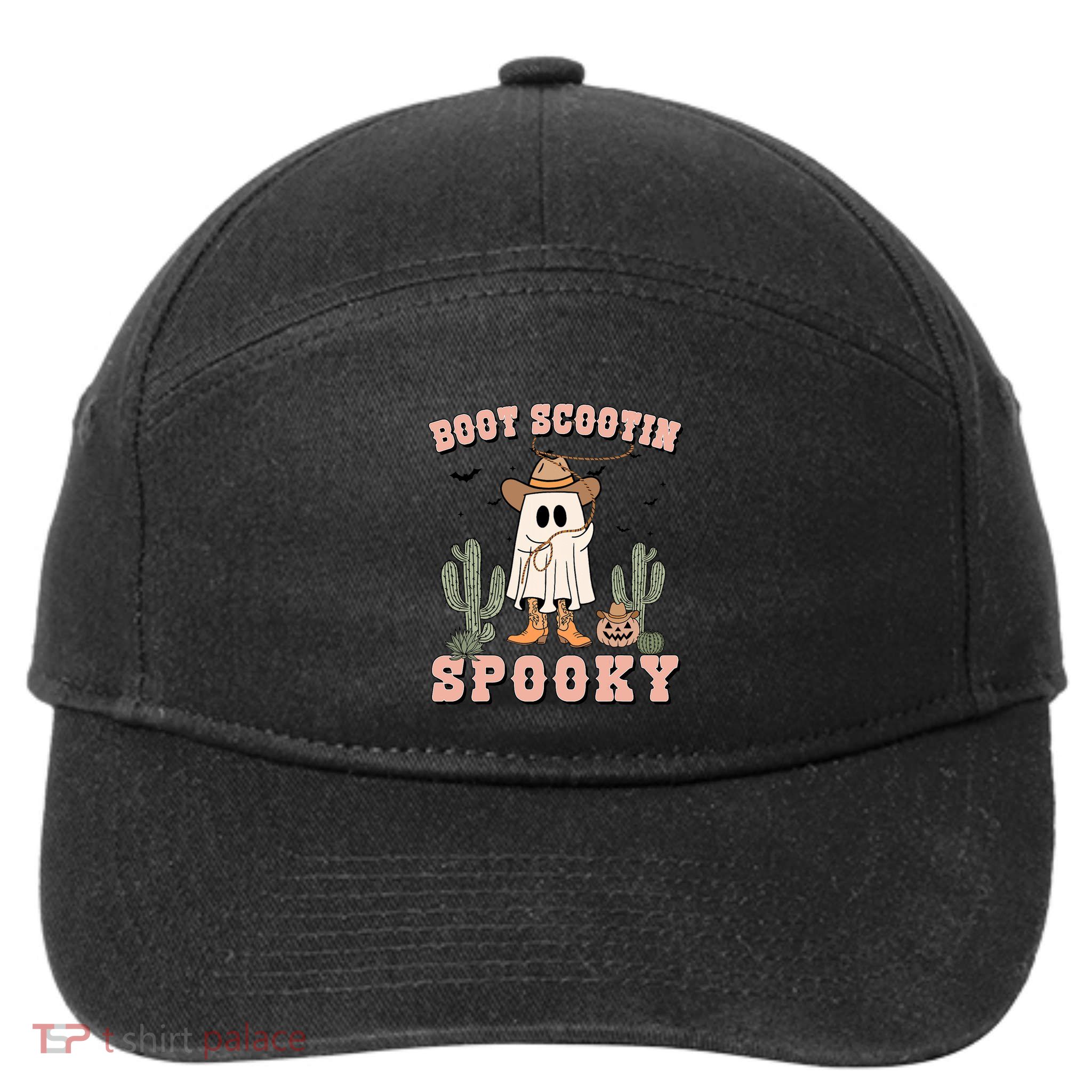 Funny Boot Scootin Spooky Cowboy Ghost Halloween 7-Panel Snapback Hat