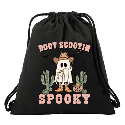Funny Boot Scootin Spooky Cowboy Ghost Halloween Drawstring Bag