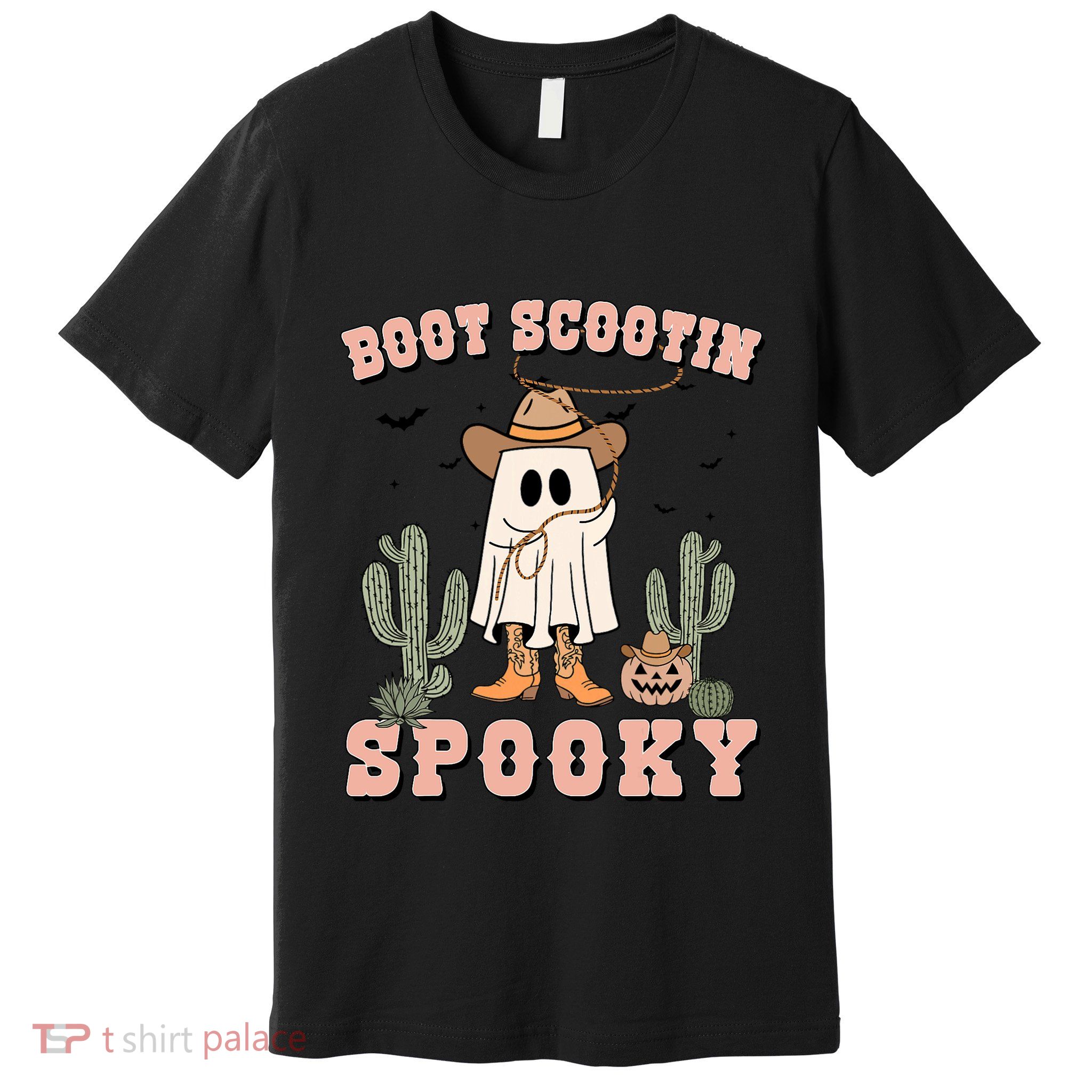 Funny Boot Scootin Spooky Cowboy Ghost Halloween Premium T-Shirt