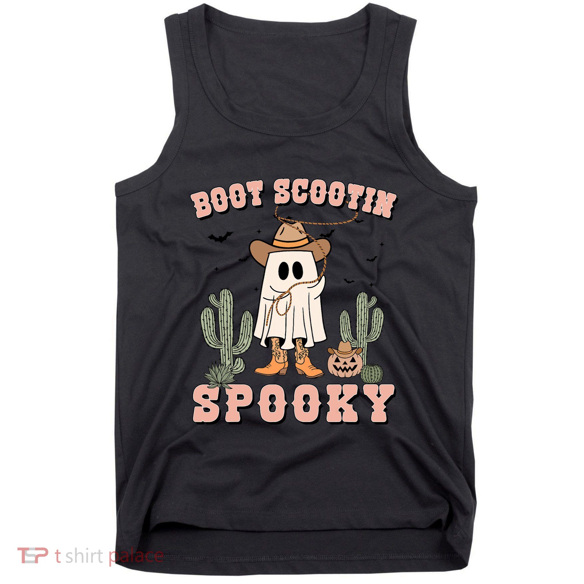 Funny Boot Scootin Spooky Cowboy Ghost Halloween Tank Top