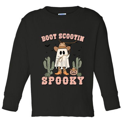 Funny Boot Scootin Spooky Cowboy Ghost Halloween Toddler Long Sleeve Shirt