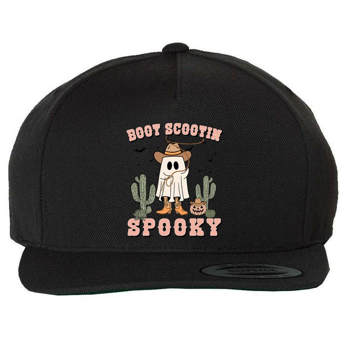 Funny Boot Scootin Spooky Cowboy Ghost Halloween Wool Snapback Cap