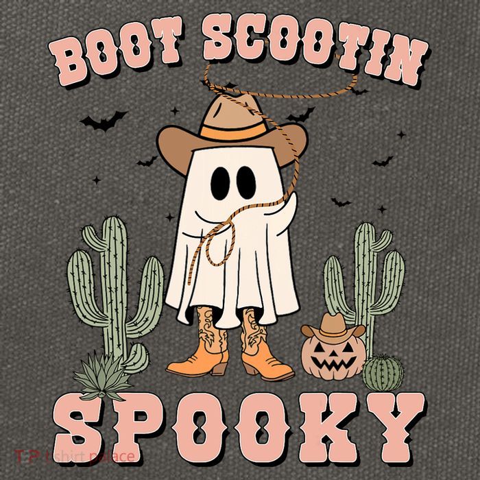 Funny Boot Scootin Spooky Cowboy Ghost Halloween Cotton Canvas Backpack