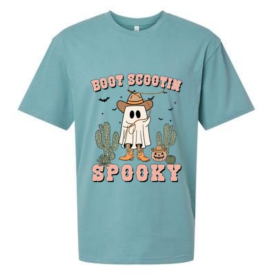 Funny Boot Scootin Spooky Cowboy Ghost Halloween Sueded Cloud Jersey T-Shirt