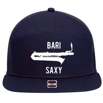 Funny Baritone Saxophone Shirts For Bari Saxophonist 7 Panel Mesh Trucker Snapback Hat