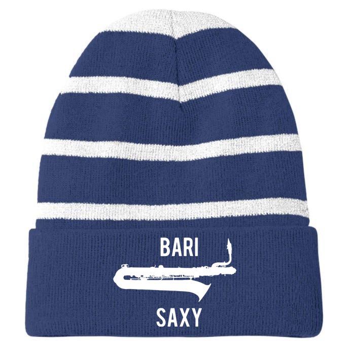 Funny Baritone Saxophone Shirts For Bari Saxophonist Striped Beanie with Solid Band