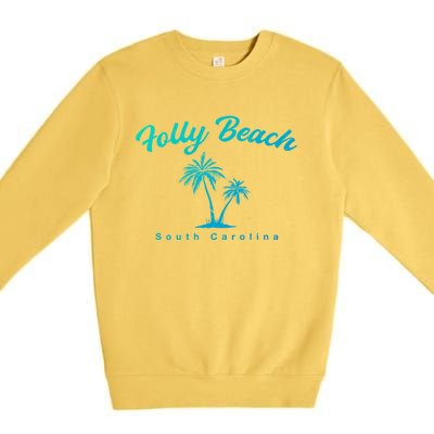 Folly Beach South Carolina Summer Sc Tropical Charleston Gift Premium Crewneck Sweatshirt