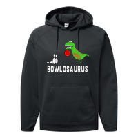 Funny Bowling S Dinosaur Bowler Dino Gift Idea Performance Fleece Hoodie