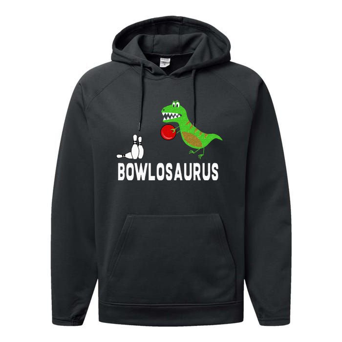 Funny Bowling S Dinosaur Bowler Dino Gift Idea Performance Fleece Hoodie