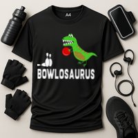 Funny Bowling S Dinosaur Bowler Dino Gift Idea Cooling Performance Crew T-Shirt