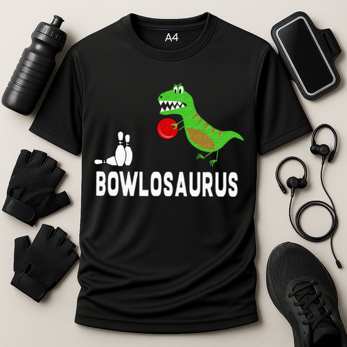 Funny Bowling S Dinosaur Bowler Dino Gift Idea Cooling Performance Crew T-Shirt