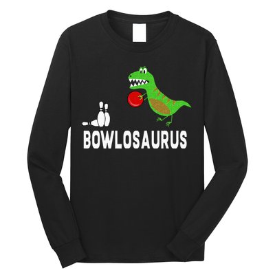 Funny Bowling S Dinosaur Bowler Dino Gift Idea Long Sleeve Shirt