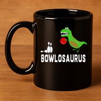Funny Bowling S Dinosaur Bowler Dino Gift Idea 11oz C Handle Ceramic Mug