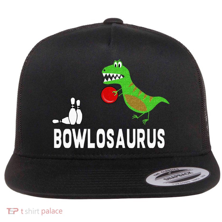 Funny Bowling S Dinosaur Bowler Dino Gift Idea Flatbill Hat