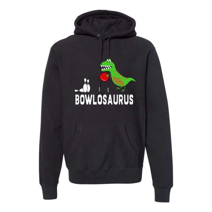 Funny Bowling S Dinosaur Bowler Dino Gift Idea Premium Hoodie