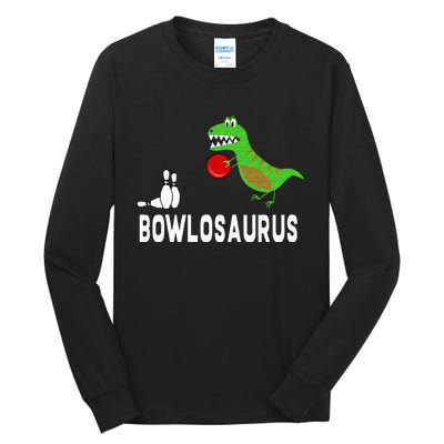 Funny Bowling S Dinosaur Bowler Dino Gift Idea Tall Long Sleeve T-Shirt