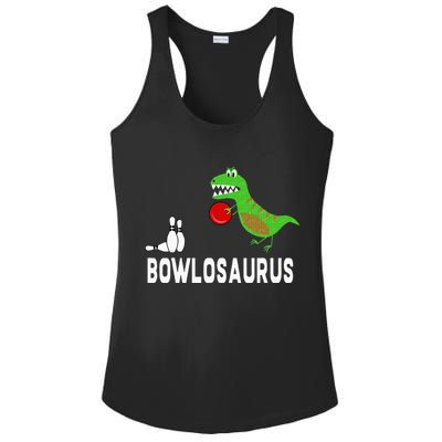 Funny Bowling S Dinosaur Bowler Dino Gift Idea Ladies PosiCharge Competitor Racerback Tank