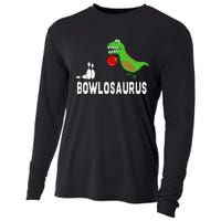 Funny Bowling S Dinosaur Bowler Dino Gift Idea Cooling Performance Long Sleeve Crew