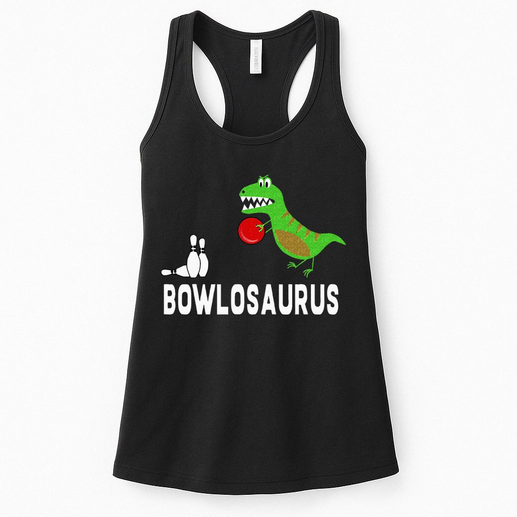 Funny Bowling S Dinosaur Bowler Dino Gift Idea Womens Tank Top