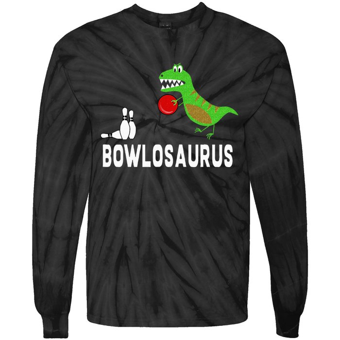 Funny Bowling S Dinosaur Bowler Dino Gift Idea Tie-Dye Long Sleeve Shirt