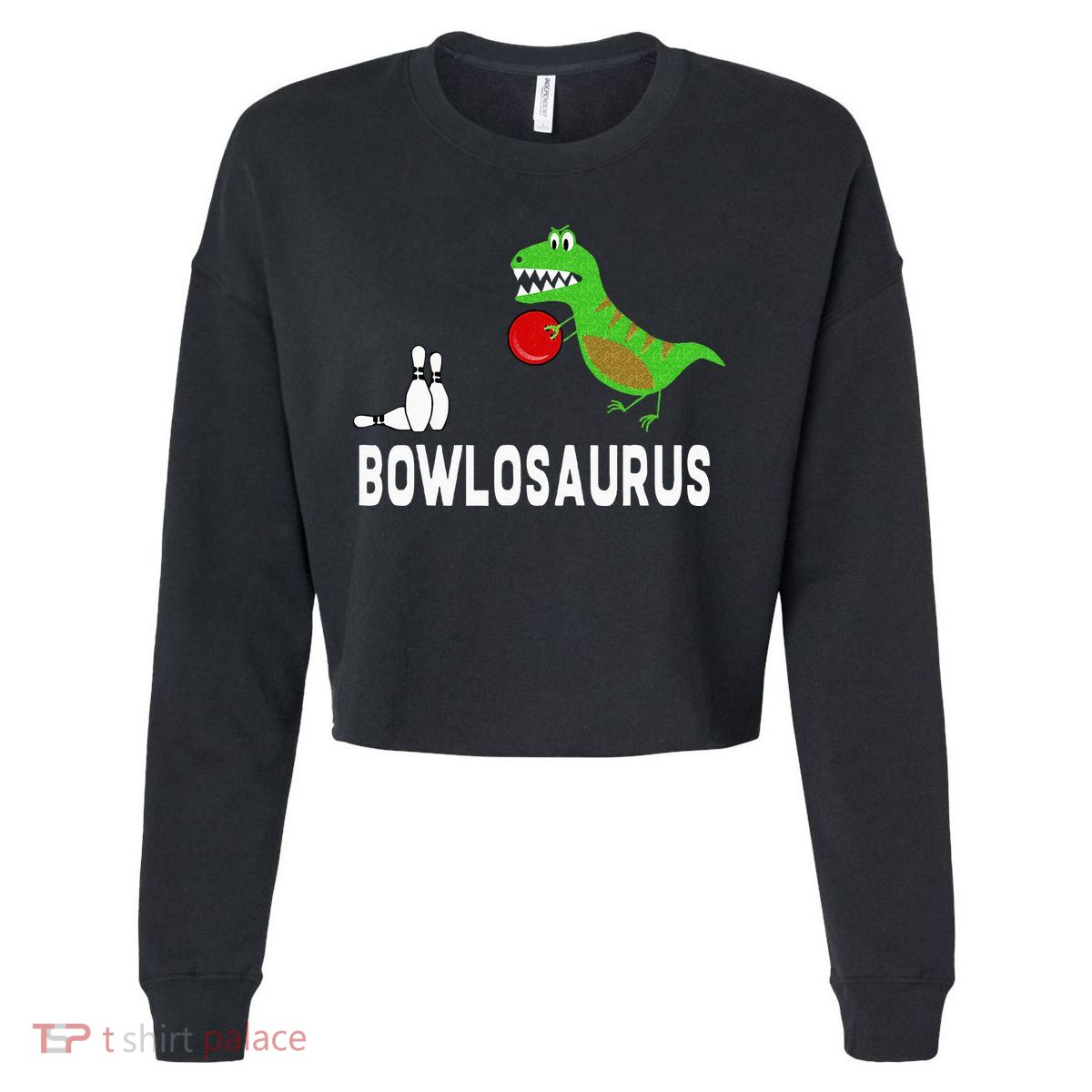 Funny Bowling S Dinosaur Bowler Dino Gift Idea Cropped Pullover Crew