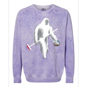 Funny Bigfoot Sasquatch Curling Cute Winter Gift Colorblast Crewneck Sweatshirt